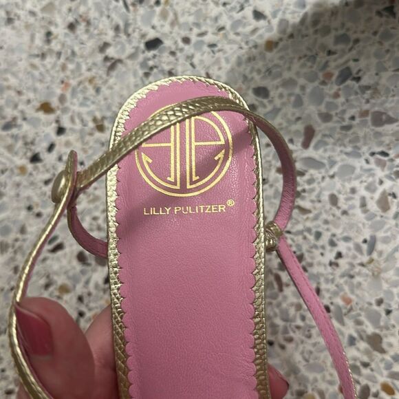 Lilly Pulitzer gold strappy sandal heels 9 - Picture 4 of 7